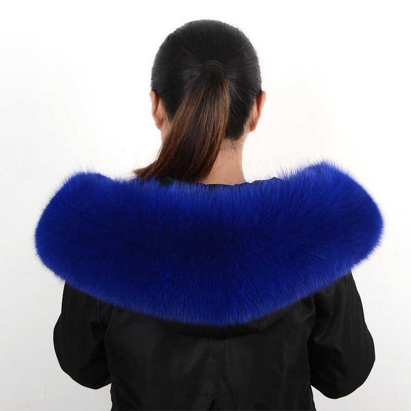 

2021 winter new real fox fur collar down coat hat h0923, Silver