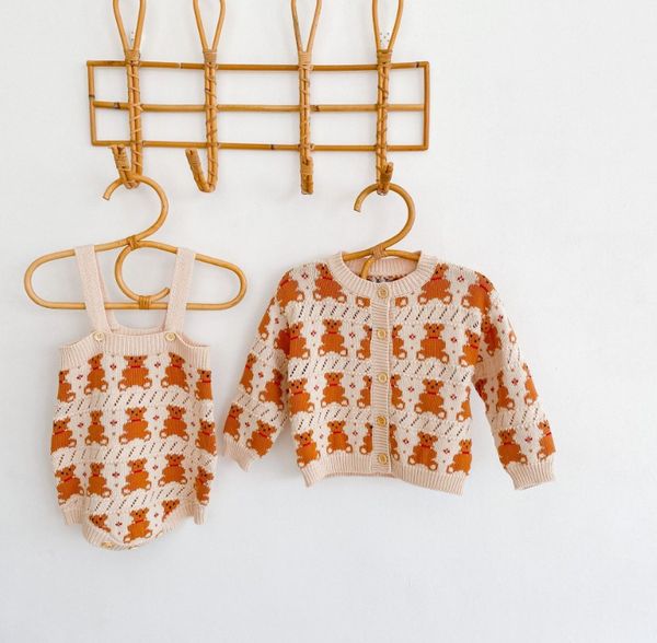

cute baby girl cartoon knitting romper autumn 2021 infant knit long sleeve jumpsuit fashion newborn animal cardigan casual fashion kids outw, Blue