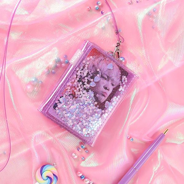 

wallets quicksand bag transparent wallet 2021 sequin cute girly heart laser ins wind women, Red;black