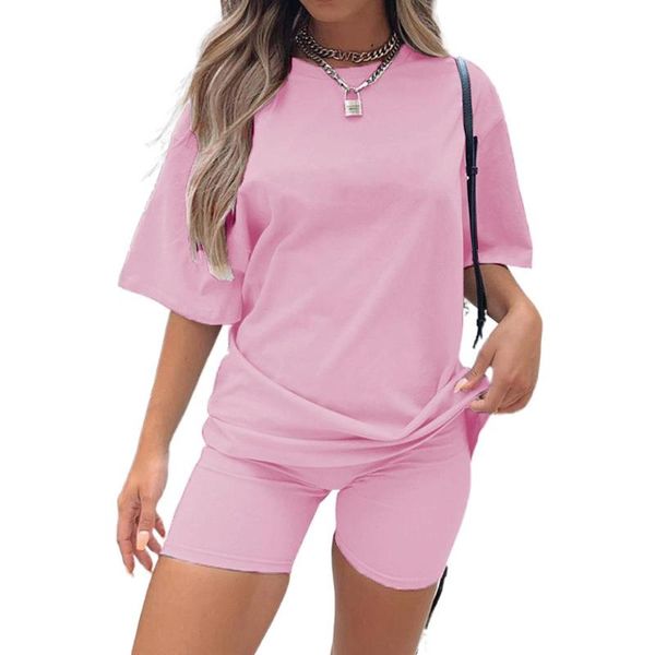 

women's tracksuits two peices set summer sets women casual pieces short sleeve t shirts and high waist pants solid outfits tracksuit, Gray