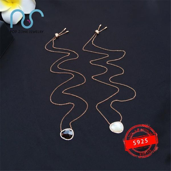 

chains popzone s925 sterling silver black white mother-of-pearl necklace female fashion personality punk style jewelry gift