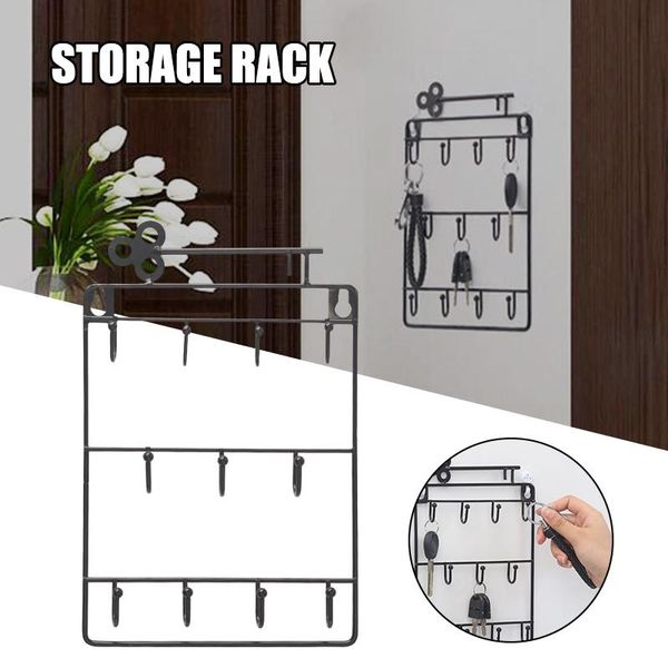 

hooks & rails wall mounted key hook three layer wrought iron storage bracket for storing coats hats towels home decoration sale