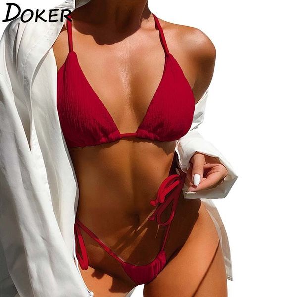 

2021 new mini bikini set women summer swimwear biquini bra tie side g-string thong beach triangle swimsuit bathing swimming suit psa0, White;black