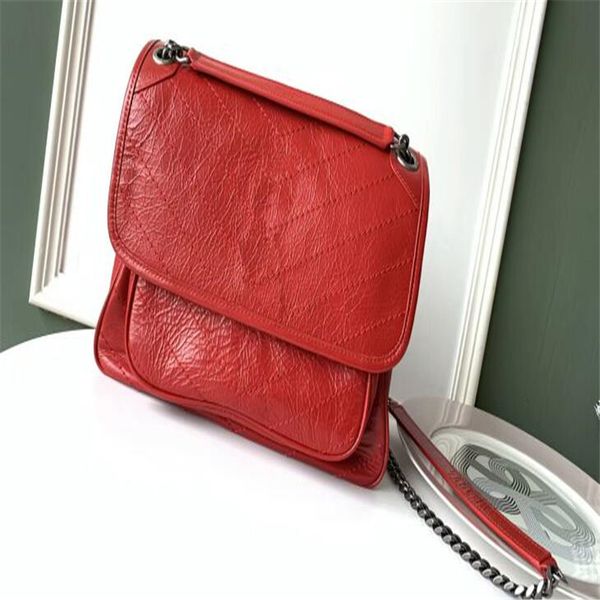 

designer medium vintage leather crossbody shoulder bag,front flap,metal chain bags with leather