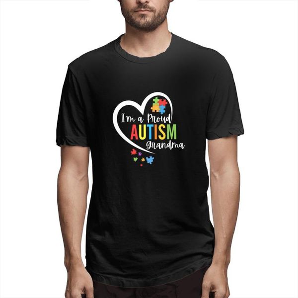 

men's t-shirts i'm anime proud grandma love heart autism awareness graphic tee short sleeve t-shirt funny cotton, White;black