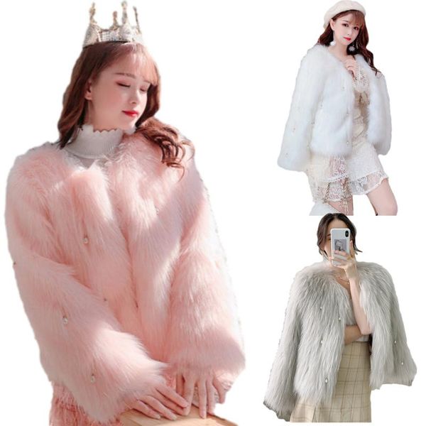 

women's fur & faux korean version imitation short coat jacket winter women coats and jackets, Black