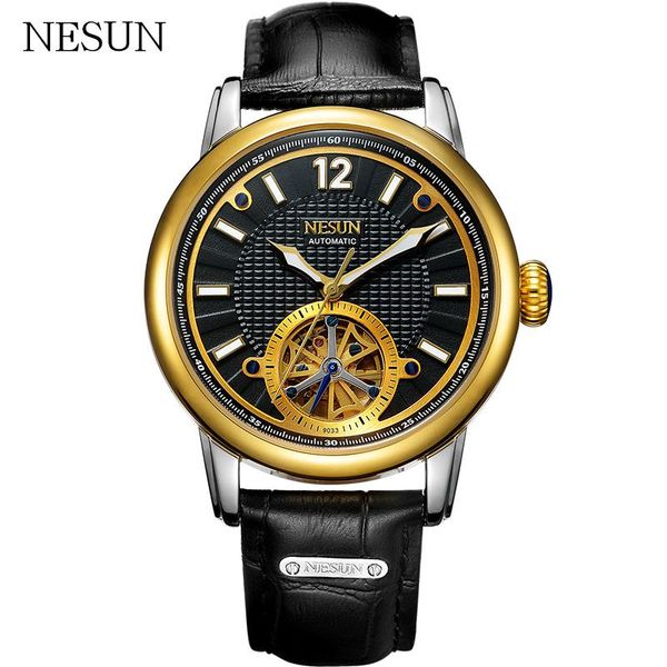 

wristwatches nesun brand business automatic mechanical men's watch fashion trend sports casual waterproof luminous watches relogio masc, Slivery;brown