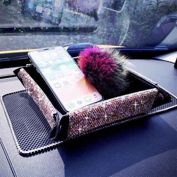 

car organizer luxury diamond storage box fashion rhinestone multi-function creative