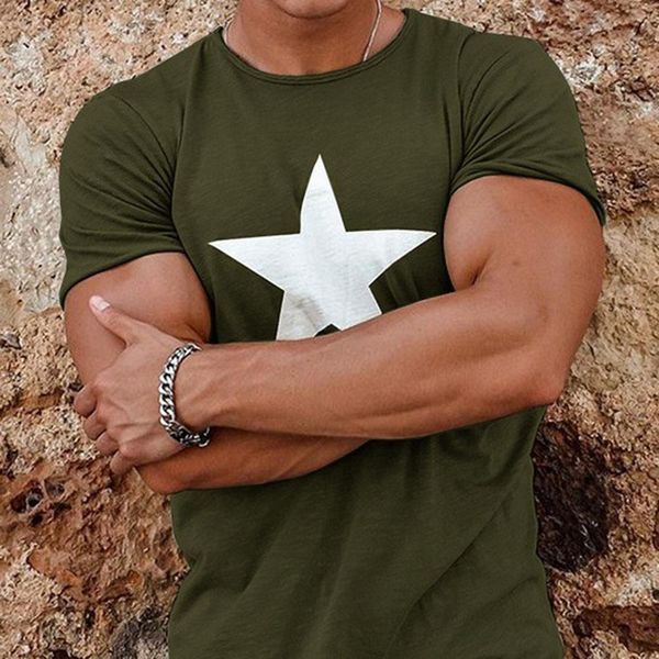 

2021 star printed t-shirts summer o neck short sleeve man and women tee shirts, White