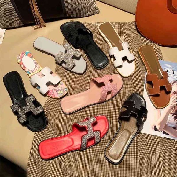 

beroemde designer merk slippers hoge kwaliteit natuurlijke lederen dames sandalen fashion platte schoenen maat 34-42 60% off store online, Black