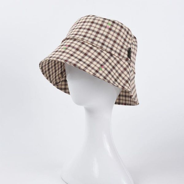 

wide brim hats women plaid bucket outdoor fishing caps lady fisherman spring summer panama beach basin cap, Blue;gray