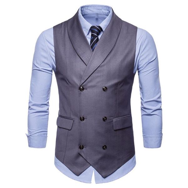 

men's vests business vest plus size slim fit smart casual fashion solid double-breasted lapel sleeveless suit men clothing m-4xl, Black;white