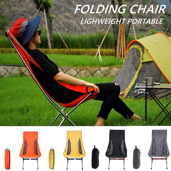 

outdoor portable folding chair ultra light aluminum alloy camping backrest moon chair fishing leisure beach