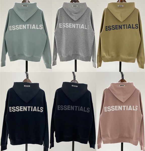 

2021 new oversize hoodie men women 1:1 heavy fabric embroidery pullover pink blue reflective essentials hoody pccn, Black