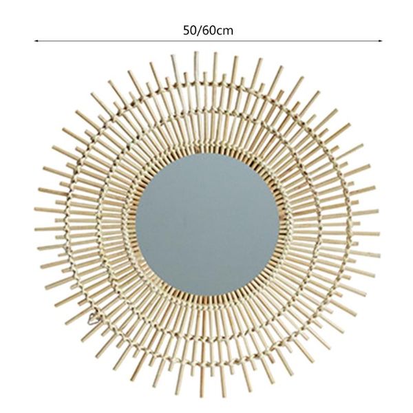 

mirrors rattan dressing mirror innovative art decoration round makeup living room bedroom wall po props high quality