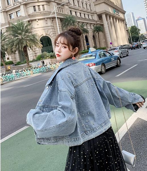 

women's trench coats loose denim jacket korean clothes fashion women coat lady 2021 spring autumn black blue jeans outerwear, Tan;black