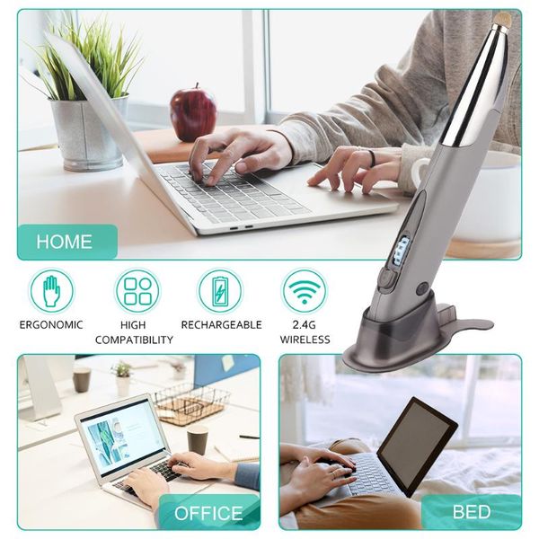 

mice home office for pc notebook wireless optical mouse pen right left hand ergonomic with adapter rgb backlit rechargeable 2.4g usb