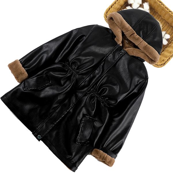 

teenage girls leather jacket coat fur hoodies girls coats outerwear thick warm coat kids winter kids clothing 6 8 10 12 14, Blue;gray