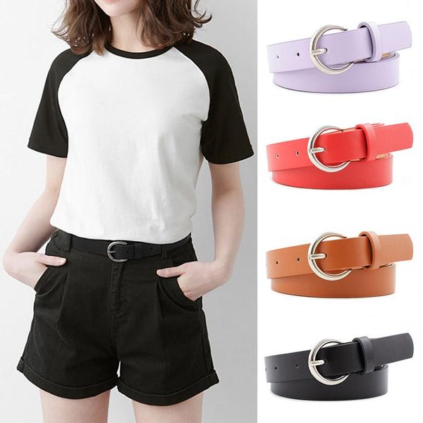 

belts fashion casual pu leather women belt candy colors pin buckle waist strap jeans dress youth students female waistband, Black;brown