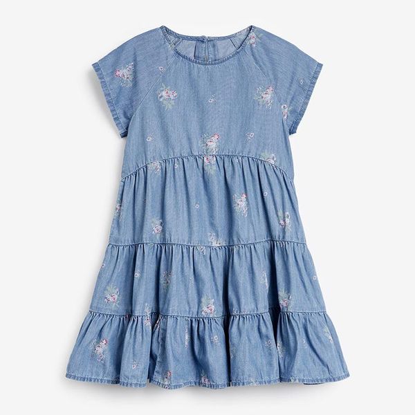 

girl's dresses kids frocks for girls 2021 summer baby girl vestiods children clothes casual cotton denim color 2-7 years, Red;yellow