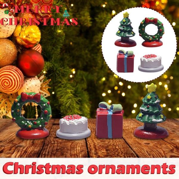 

decorative objects & figurines miniature christmas tree cake garland gift box resin ornaments home decor fairy garden decoration accessories