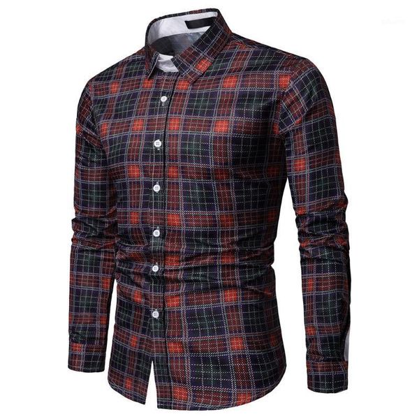 

men red plaid shirt cotton spring autumn business casual long sleeve soft comfort slim fit styles clothes c0330 men's shirts, White;black