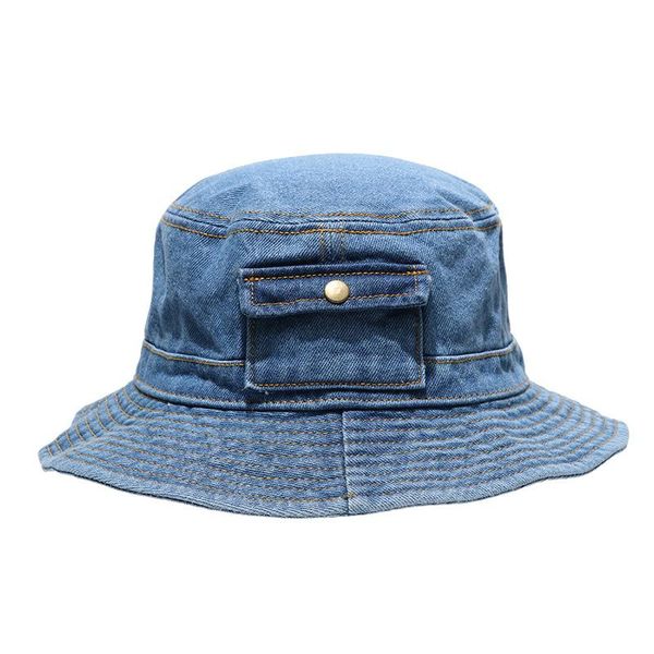 

wide brim hats womens mens fashion denim blue bucket hat streetstyle fishermans cap korean japanese style sun protection unisex, Blue;gray