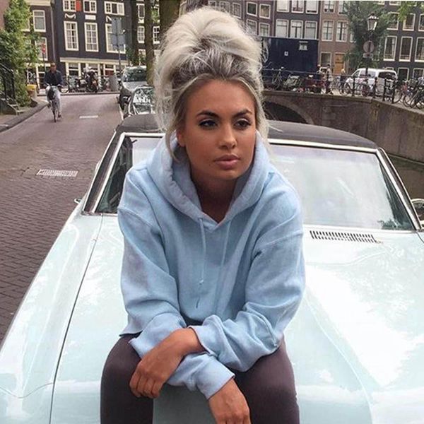 

casual hoodie solid color short and long pants loose women fashion sport female tracksuits sweatshirts female, Black