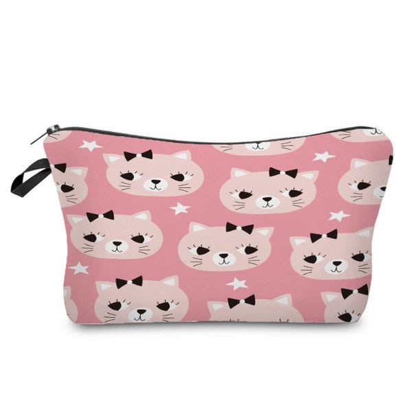 

exquisite women's makeup bag lovely printed cat cosmetics organizer bag portable storage bags for women small toiletry