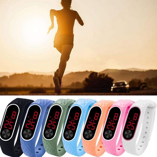 

wristwatches 1pc led digital display bracelet watch children's students silica gel sport candy color silicone wrist for children, Slivery;brown