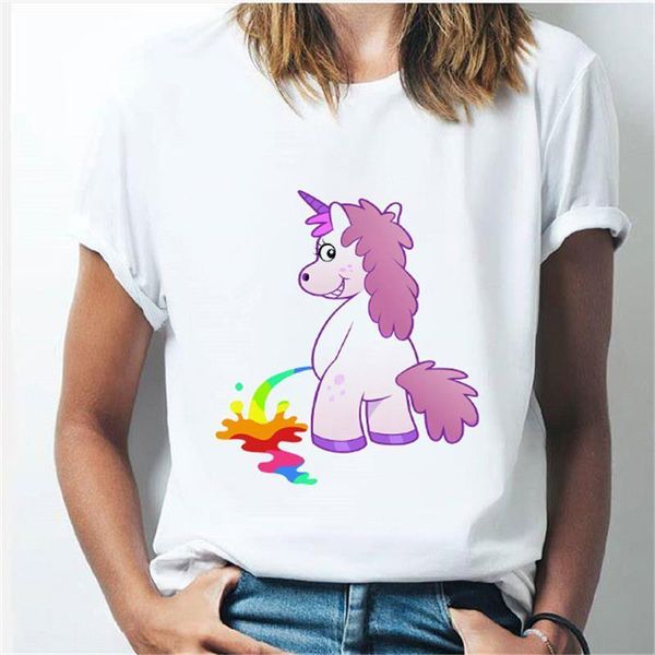 

women t-shirt rainbow unicorn tshirt harajuku kawaii ulzzang white shirt short sleeve tees female tumblr clothing tshirt
