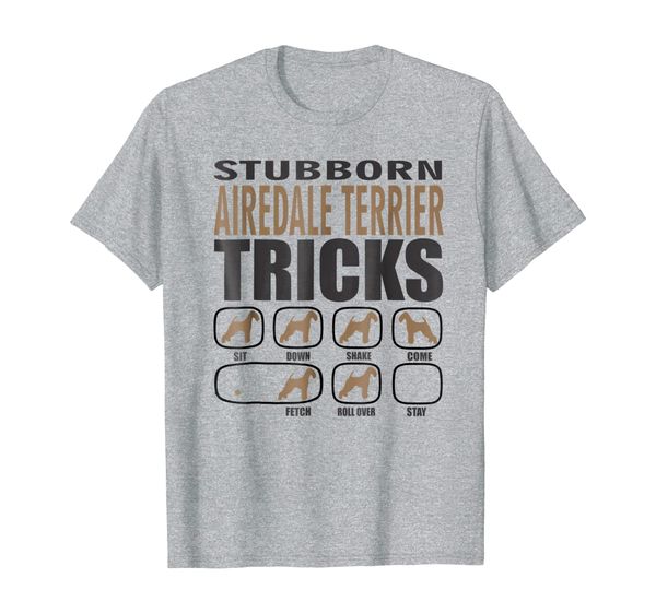 

stubborn airedale terrier tricks t shirt funny dog tee, White;black