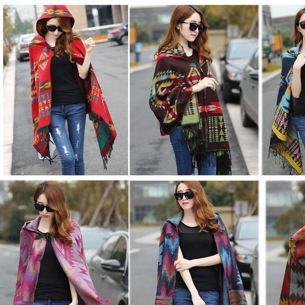 

new fashion fringe ethnic geometric womens batwing cape poncho knit cardigan sweater coat hip scarf shawl ing, White;black