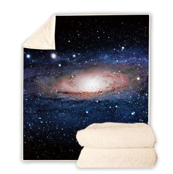 

blankets starry sky galaxy funny character blanket 3d print sherpa on bed home textiles dreamlike style 10