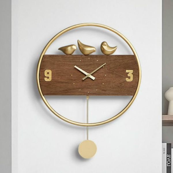 

wall clocks luxury modern clock nordic creative silent simple wood metal pendulum swing wandklok bedroom mm60wc
