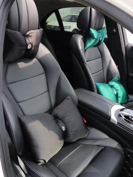 

seat cushions summer car headrest neck pillow creative camellia ice silk auto head waist support cushion set universal for women girls pink