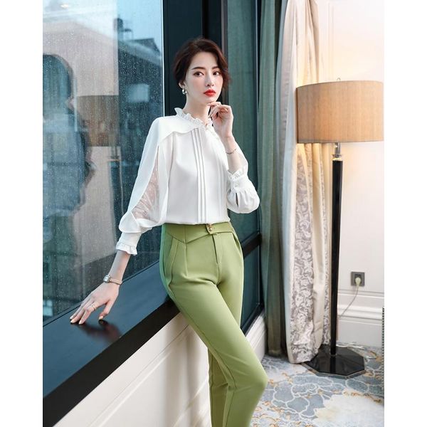 

women's blouses & shirts elegant autumn white red yellow women and blouse fashion long sleeve office ladies female clothing plus size