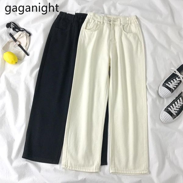 

gaganight casual high waist loose women denim jeans solid vintage long wide leg jean pants fashion harajuku female trousers 2021, Blue