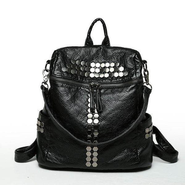 

outdoor bags women's backpack trend korean pu washed leather bag college style student travel large capacity