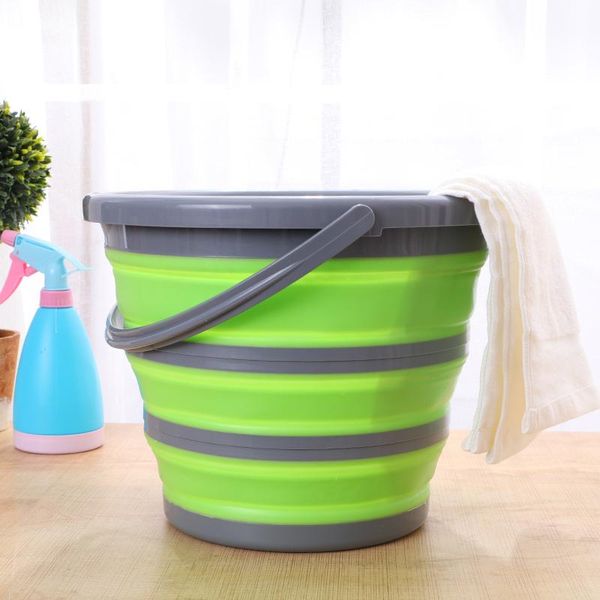 

10l new arrival silicone folding bucket large capicity save space washabe fishing camping car bucket kitchen items balde barrel