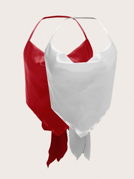 

2pcs tie back bandana halter h4lj#, White