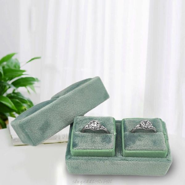 

jewelry pouches, bags antique quadrilateral velvet double box single ring display holder detachable lid for weddinga19 20 dropship, Pink;blue