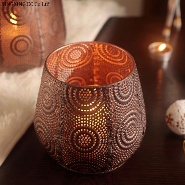 

decorative objects & figurines household items retro wrought iron glass candle holder creative hollow craft nordic cafe bar table decoration