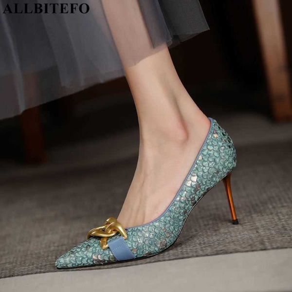 

allbitefo golden chain design fashion genuine leather women heels shoes thin heel spring party wedding shoes high heels 210611, Black