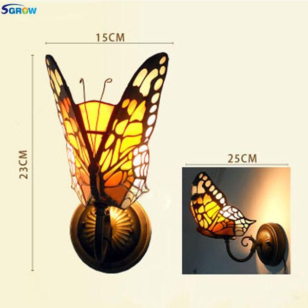 

wall lamp sgrow art deco hand-made glass butterfly lampshade lights for bedroom living room aisle stairs corridor indoor lighting fixtures