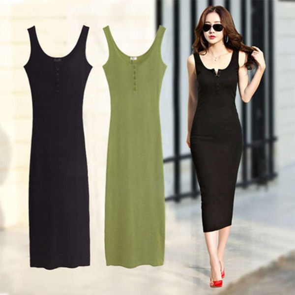 

2021 new suspender long skirt rib solid color temperament base dress women's summer, Gray
