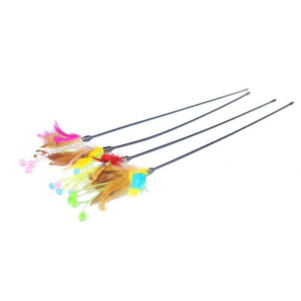 

cat toys flower bud feather tease wand stick for pet kitten jumping train aid fun catcher teaser toy ye-