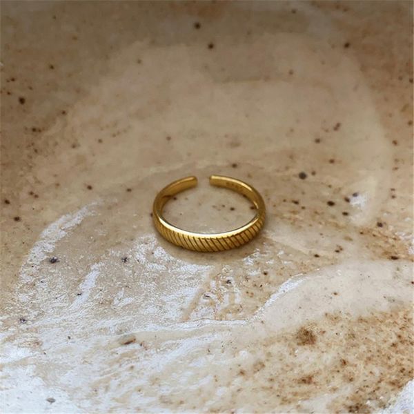 

cluster rings ruiyi real s925 sterling silver women french style chic girls fashion simple ring minimalist 18k gold twill cute mini, Golden;silver