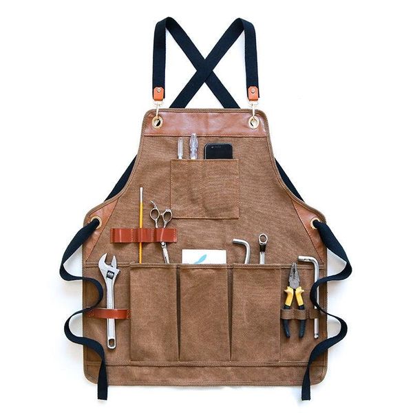 

aprons work apron multiple pockets with tools woodworking adjustable cross strap carpenter shop for man