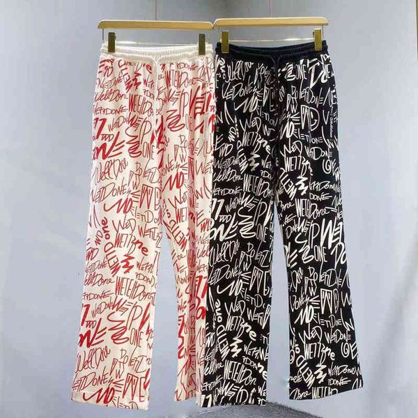

women's pants & capris all over printed casual pants irregular letter 21 summer straight sports 6il7, Black;white